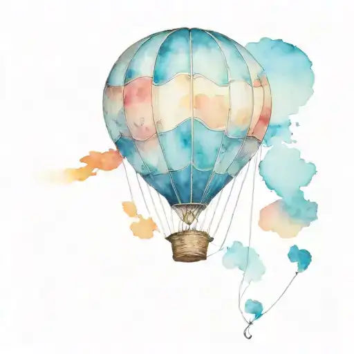 vintage hot air balloon tattoo design idea