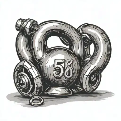 5% text kettlebell weight dumbbell intertwined tattoo design idea