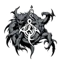 demons marks,with an Aquarius symbol intertwined tattoo design idea