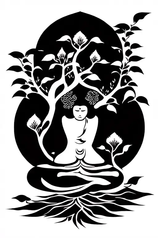 Buddha Trees tattoo design idea