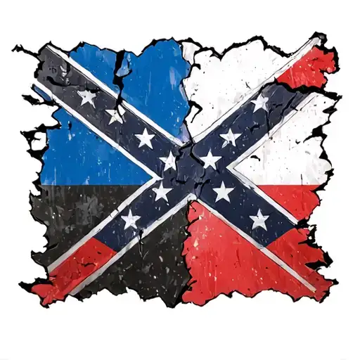 russian flag mixed with confederate flag ripped tattoo design idea