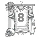 #8 football jersey on a hanger tattoo design idea