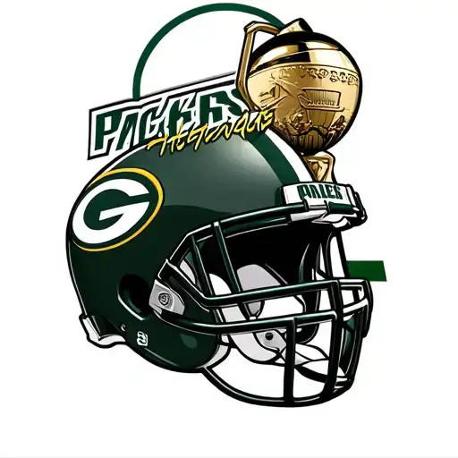 Green Bay Packers Logo + Lambeau Field + Green Bay Packers Helmet + Lombardi Trophy tattoo design idea