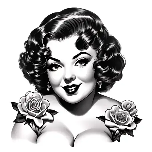 Chubby Pin Up Girl tattoo design idea