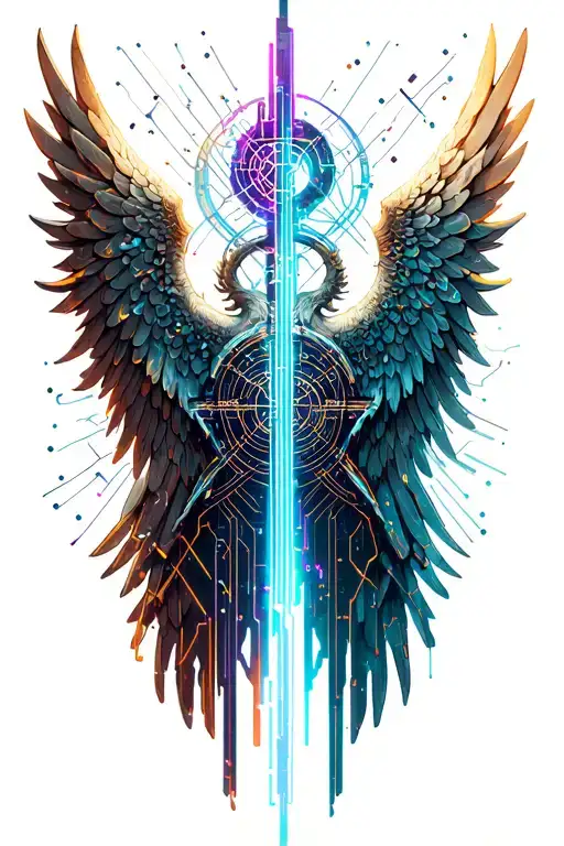 Angel and demon wings spread wide half angel half tattoo design idea