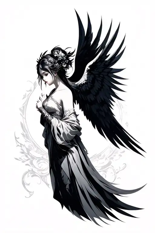 angelic Sukuna domain expansion facing forward tattoo design idea