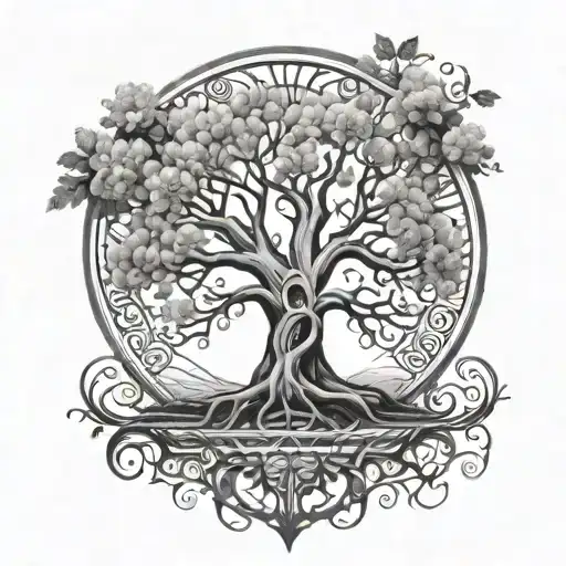 religious tree of life tattoo design idea