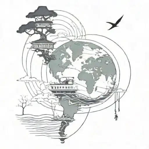 a tattoo representing a trip to the other side of the world with his best friend tattoo design idea