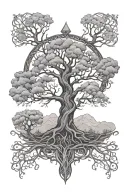 Yggdrasil world tree tattoo design idea