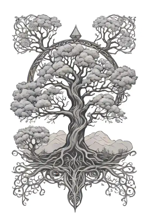 Yggdrasil world tree tattoo design idea