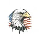 american flag background; eagle holding bombs foreground tattoo design idea