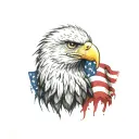 american flag background; eagle holding bombs foreground tattoo design idea