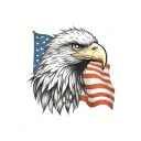 american flag background; eagle holding bombs foreground tattoo design idea