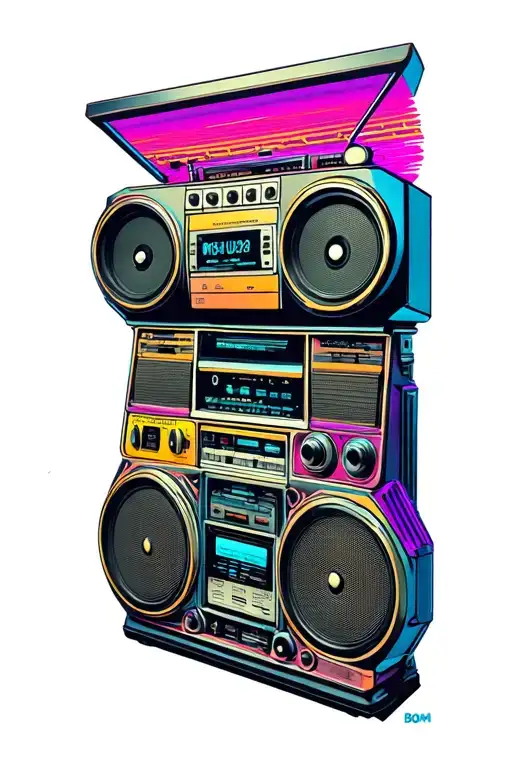 boombox playing 90s tattoo design idea