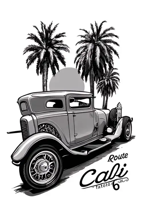 cali route 66 tattoo design idea