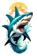 ocean shark surrounded tattoo design idea