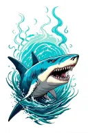 ocean shark surrounded tattoo design idea