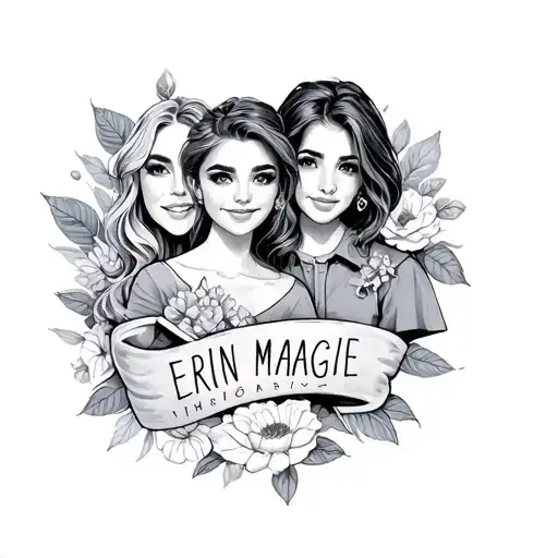 Erin Maggie Charlie and Boyer names tattoo design idea