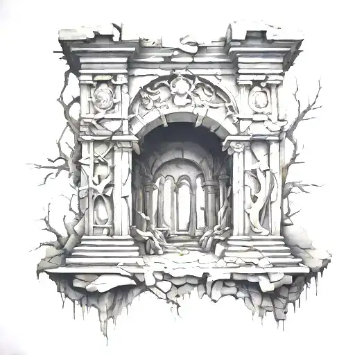 Ruin tattoo design idea