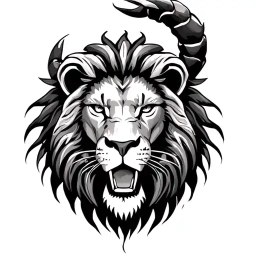 Scorpion Made lion and horoscope tattoo design idea