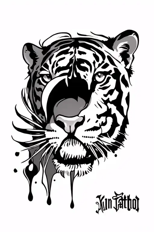 skin tear with tiger print underneath the tear. tattoo design idea