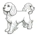 cocker spaniel curled fine line style tattoo design idea