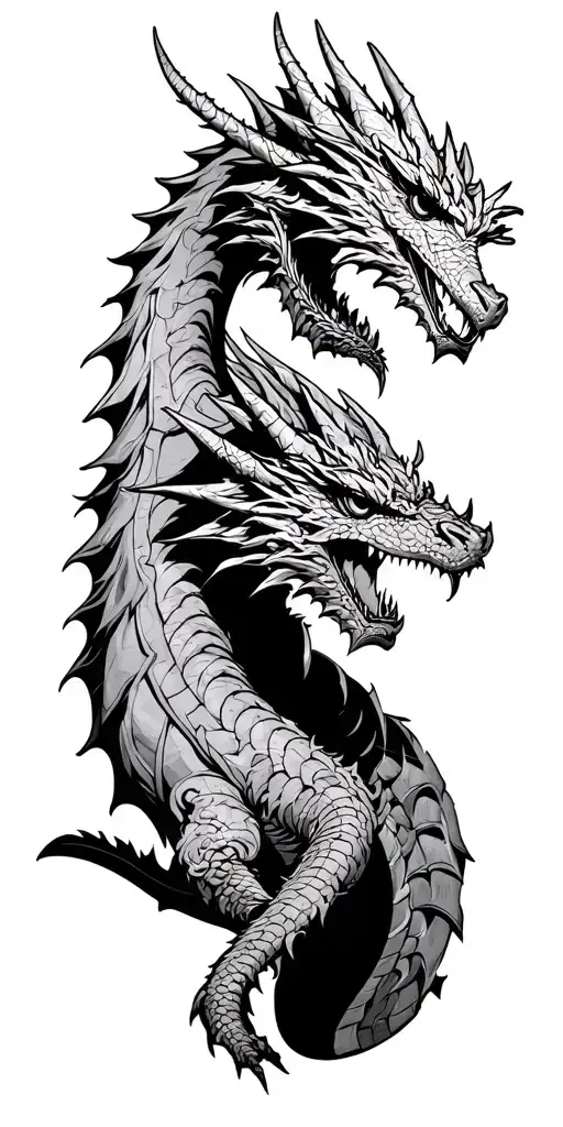 "Has three heads" "Has three heads" king ghidorah full body tattoo design idea