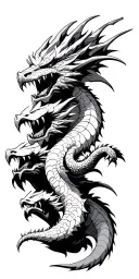 "Has three heads" "Has three heads" king ghidorah full body tattoo design idea