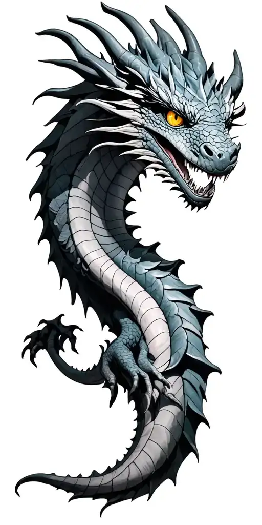 Red dragon from the front effect Realist effect bad mouth yellow eyes tattoo design idea