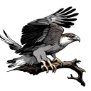  Either an Osprey, Dove, Eagle or a Peregrine Falcon in mid-flight, wings spread wide as the branch beneath it snaps.  tattoo design idea
