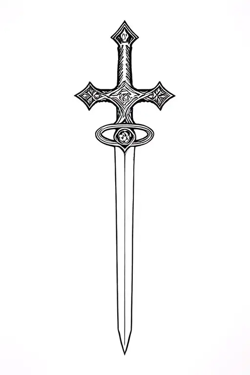 sword and cross in the middle  tattoo design idea
