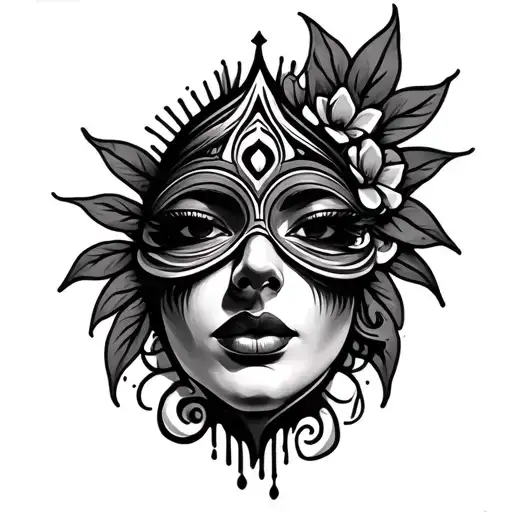 chicano tear drop with face tattoo design idea