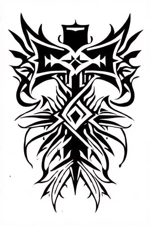 Filipino tribal tattoo featuring cross tattoo design idea