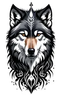 wolf spirit animal, spiritual symbols tattoo design idea
