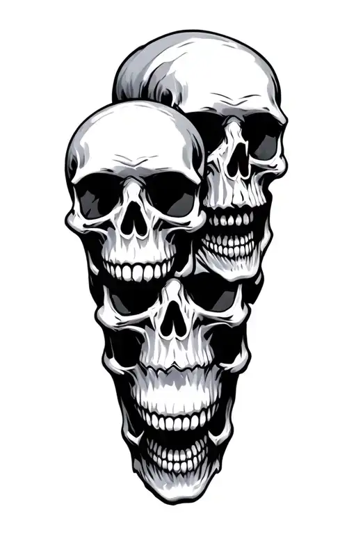 3 vertical cartoon skulls tattoo design idea