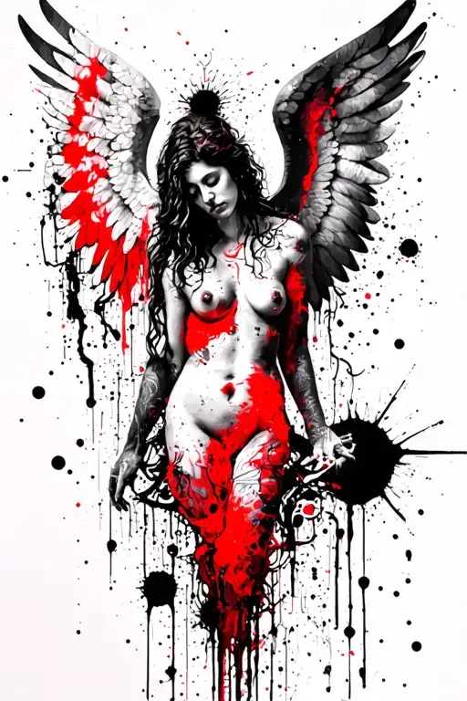 nirvana in utero nude female angel tattoo design idea