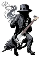 blunt smoking up and bass guitar tattoo design idea