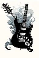blunt smoking up and bass guitar tattoo design idea