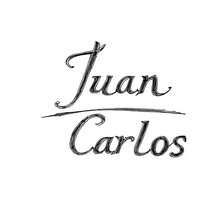 "Juan Carlos" name written tattoo design idea