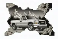 2003 gmc sierra nevada mountains tattoo design idea