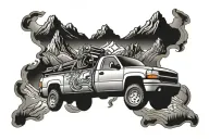 2003 gmc sierra nevada mountains tattoo design idea