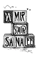 abc blocks with my kids name who passed away incorporated, the names are Ya'Mir and Sa'Nariee tattoo design idea