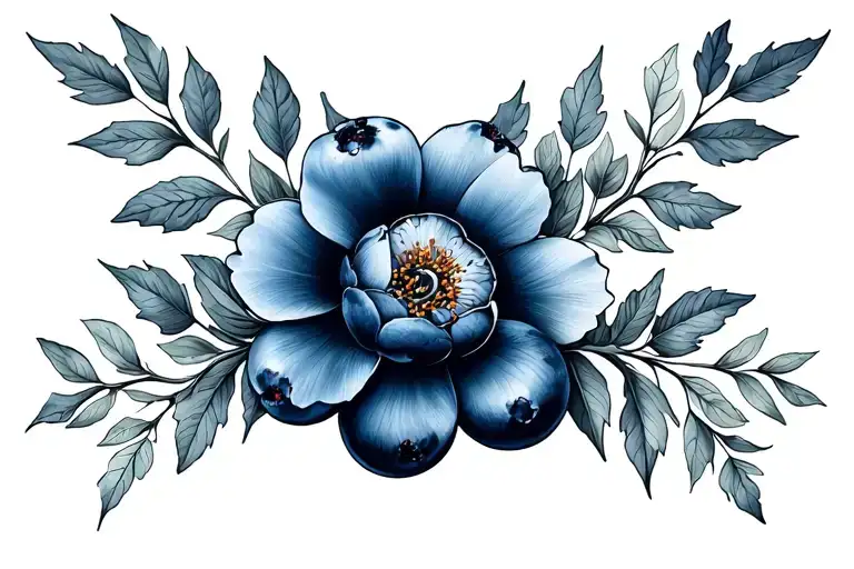 The frieze alternates these 4 distinct floral patterns: a. Oak branch (you) b. Blueberry (Elsa - Sweetness/Harmony) c. Digit tattoo design idea