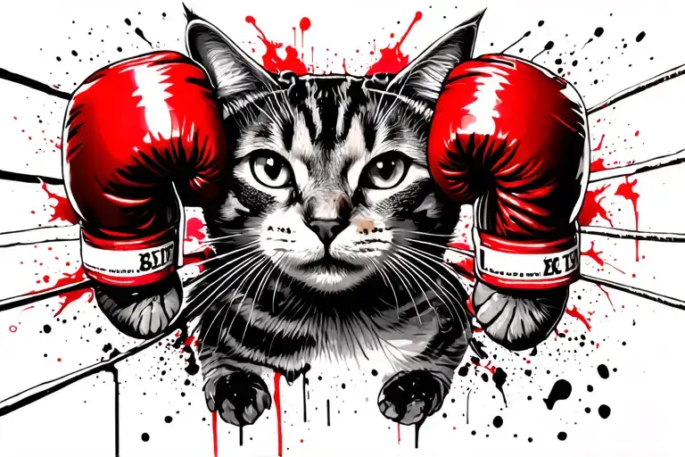 Cat boxing ring tattoo design idea