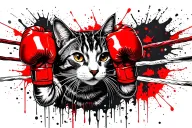 Cat boxing ring tattoo design idea