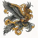 phoenix emerging from a storm cloud tattoo design idea