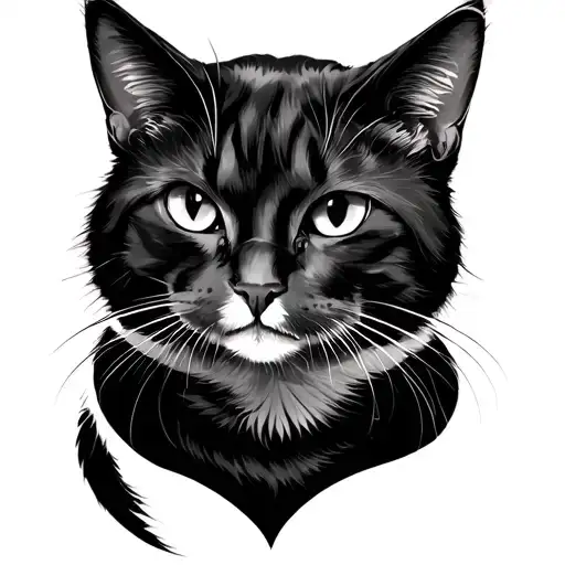 black fat cat tattoo design idea
