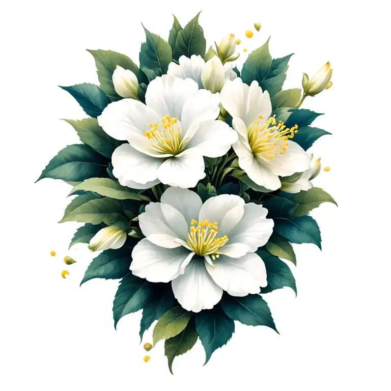 jasmine flowers tattoo design idea