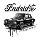 car, computer, coffee tattoo design idea