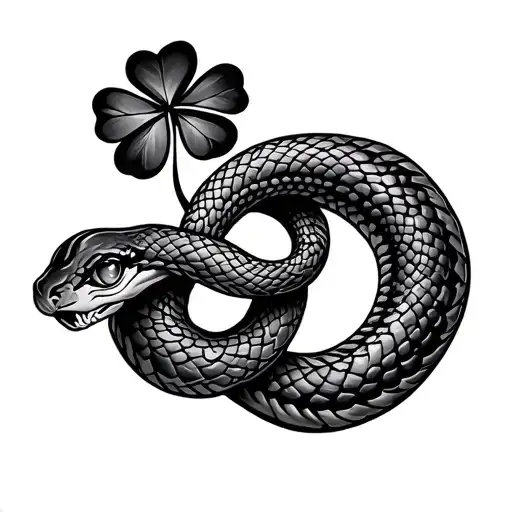 Gordian knot, 4 leaf clover, koru, snake tattoo design idea